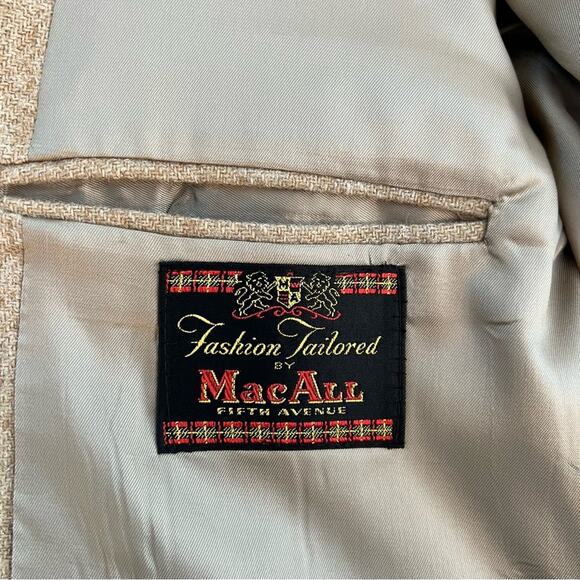 Vintage Wool Blazer MacAll Fifth Avenue Camel Tweed Hunt Jacket Patch Pockets - Picture 11 of 16